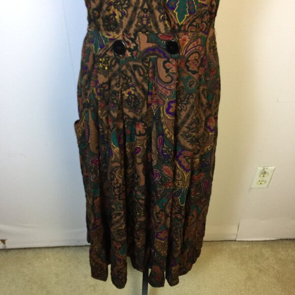 Vintage R.J. Stevens Jumper Dress Size 10P Womens Petite Brow Paisley Sleeveless - Picture 10 of 15